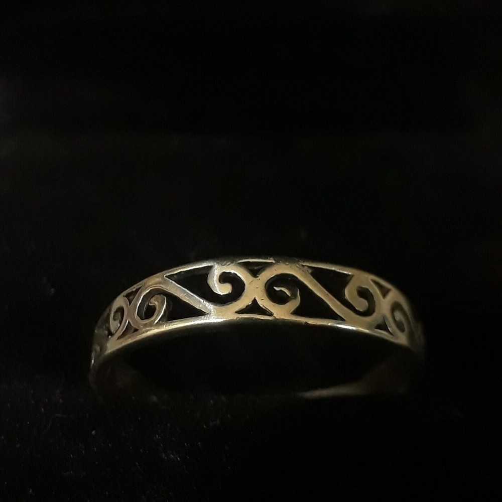 Scroll Band Open Design Ring Sterling Silver 925 Size 9 4mm wide Band 1.4g